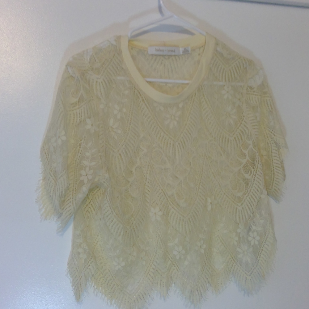 Bishop + Young Cream Yellow Boxy Ruffled Blouse